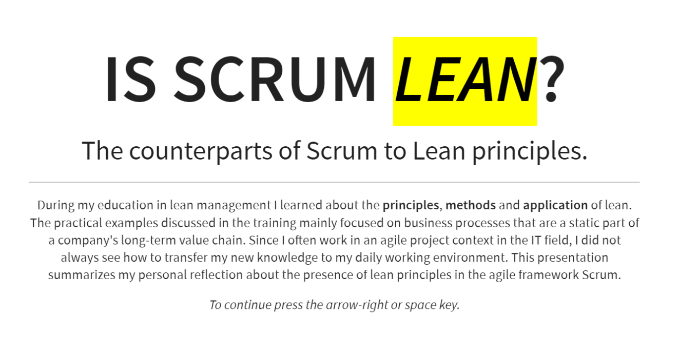 Presentation: Is Scrum lean?